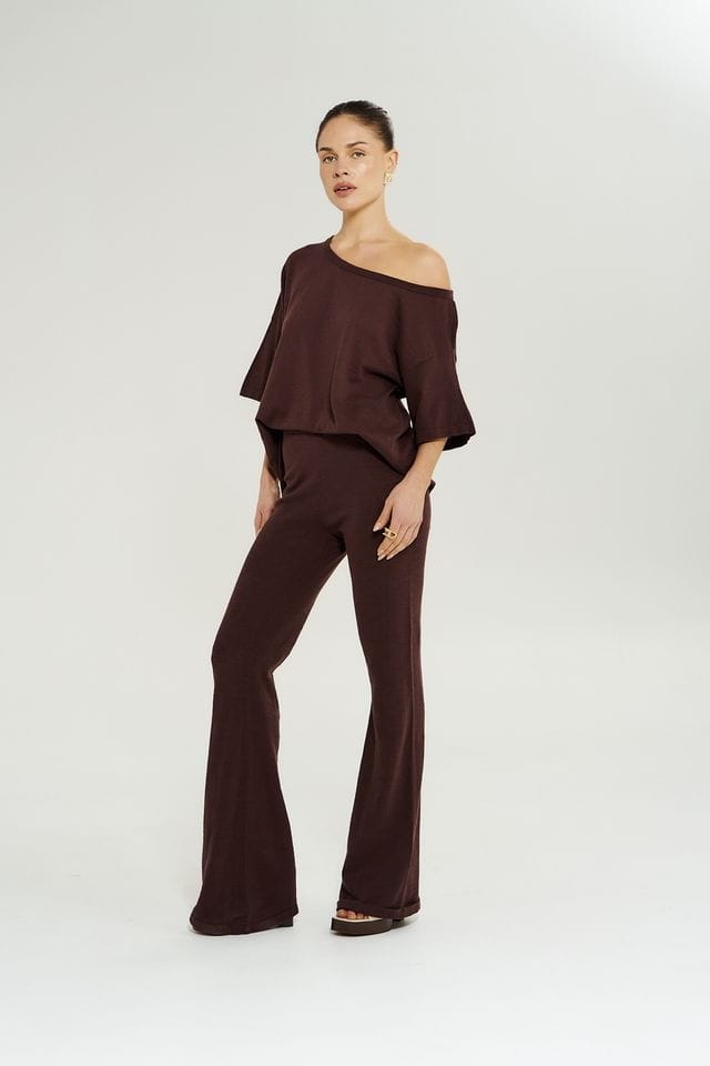 Summi Summi Pants Ribbed Flare Pant - Syrah