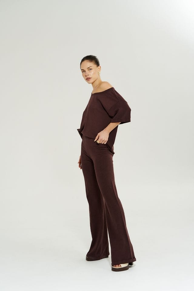 Summi Summi Pants Ribbed Flare Pant - Syrah