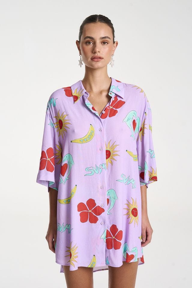 Summi Summi Shirts Big Shirt - Lilac Troppo