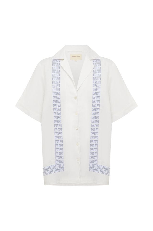 Summi Summi Shirts - Linen Collared SS Shirt - Sol Script