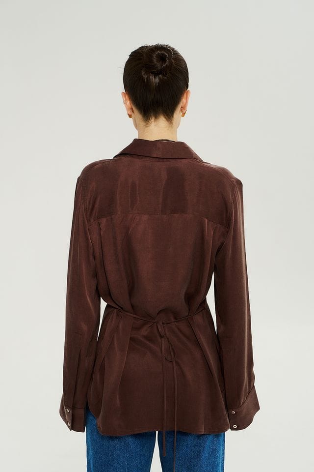 Summi Summi Shirts - Tailored Bowie LS Shirt - Chocolate