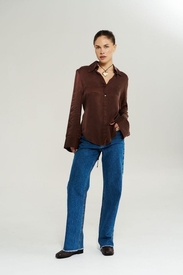Summi Summi Shirts - Tailored Bowie LS Shirt - Chocolate
