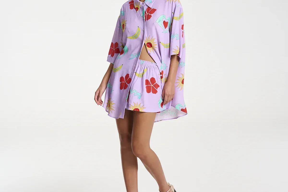 Summi Summi Shorts Relaxed Short - Lilac Tropppo