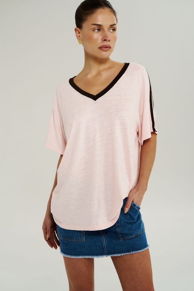 Summi Summi Tees V Neck Jersey Tee - Dusty Rose