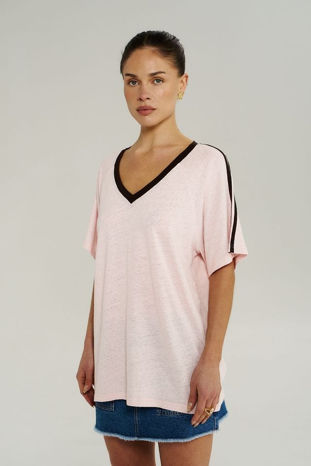 Summi Summi Tees V Neck Jersey Tee - Dusty Rose