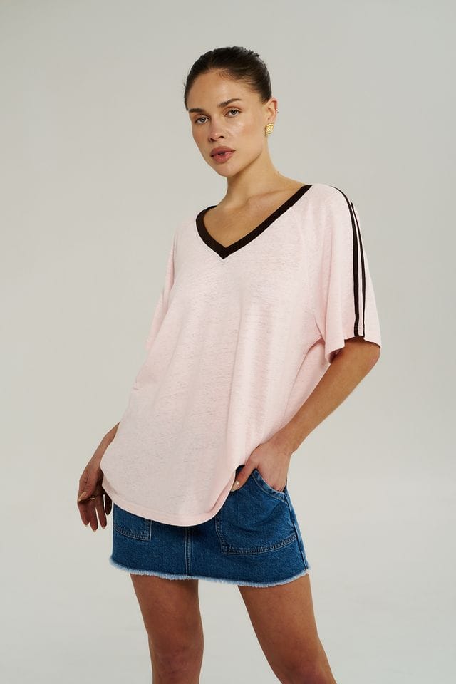 Summi Summi Tees V Neck Jersey Tee - Dusty Rose