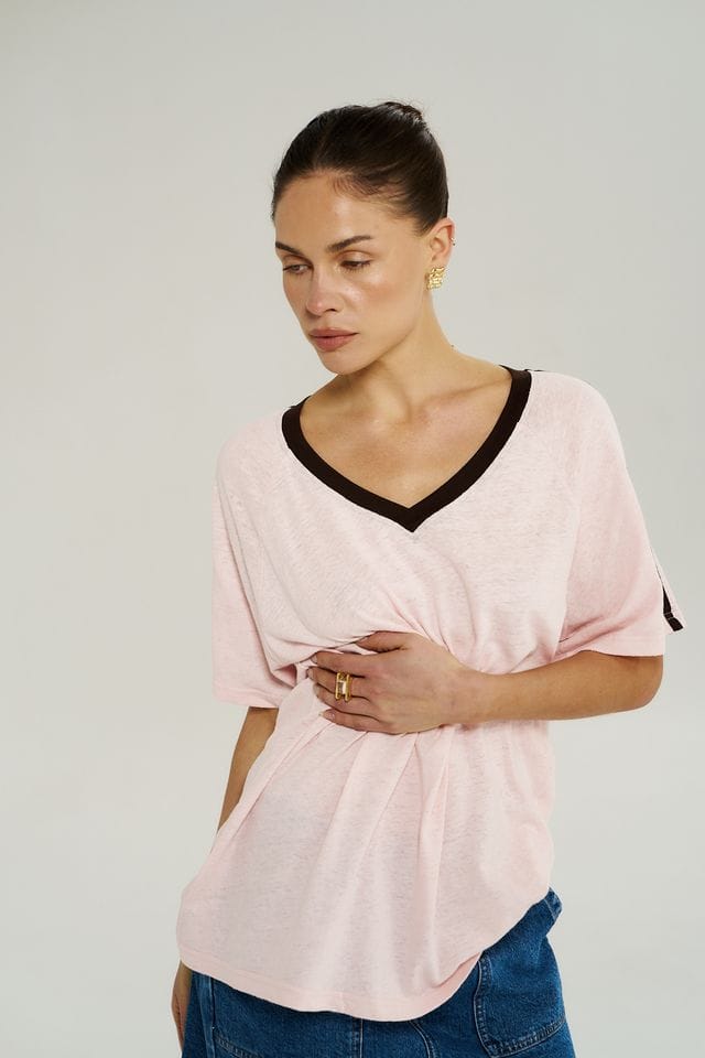 Summi Summi Tees V Neck Jersey Tee - Dusty Rose