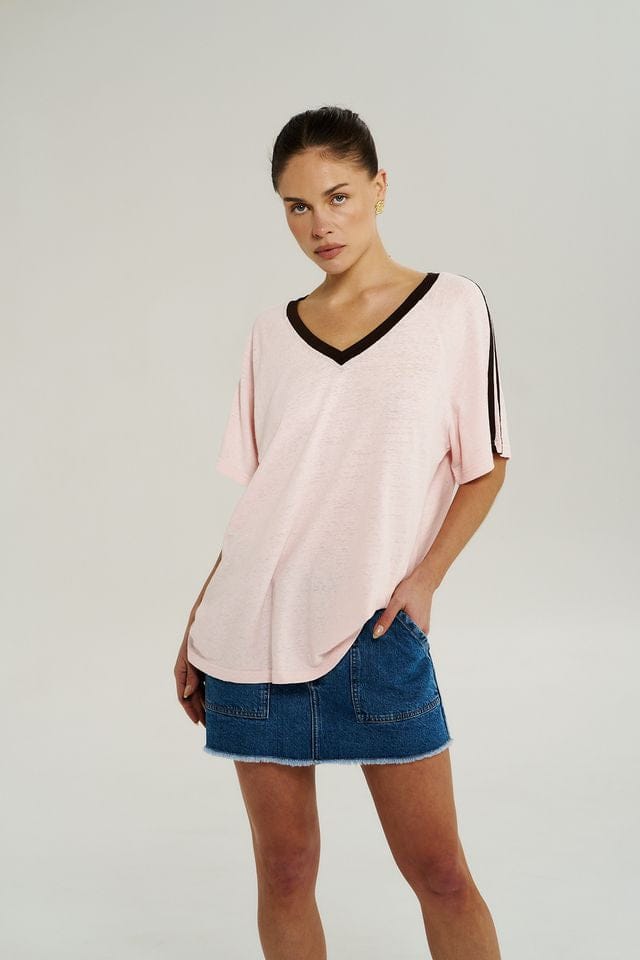 Summi Summi Tees V Neck Jersey Tee - Dusty Rose