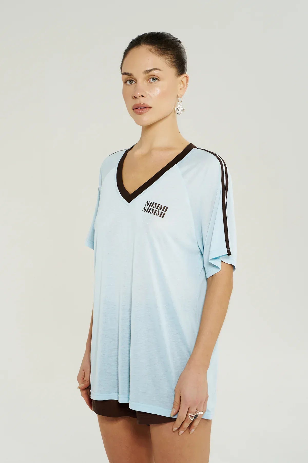 Summi Summi Tees V Neck Jersey Tee - Ice