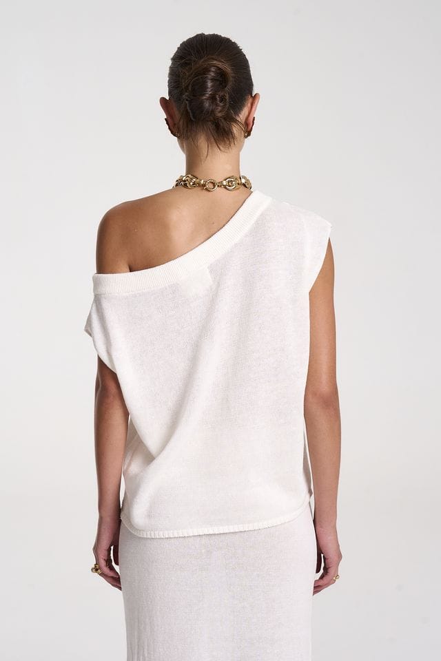 Summi Summi Tops Knit Off Shoulder Top - White