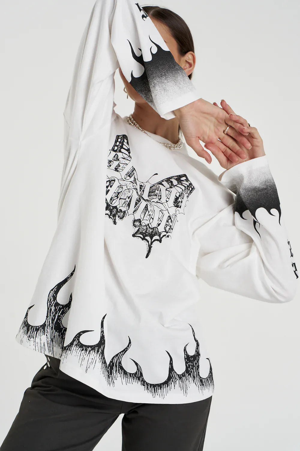 Summi Summi Tops - Long Sleeve Butterfly Flames LS Tee - Lily White