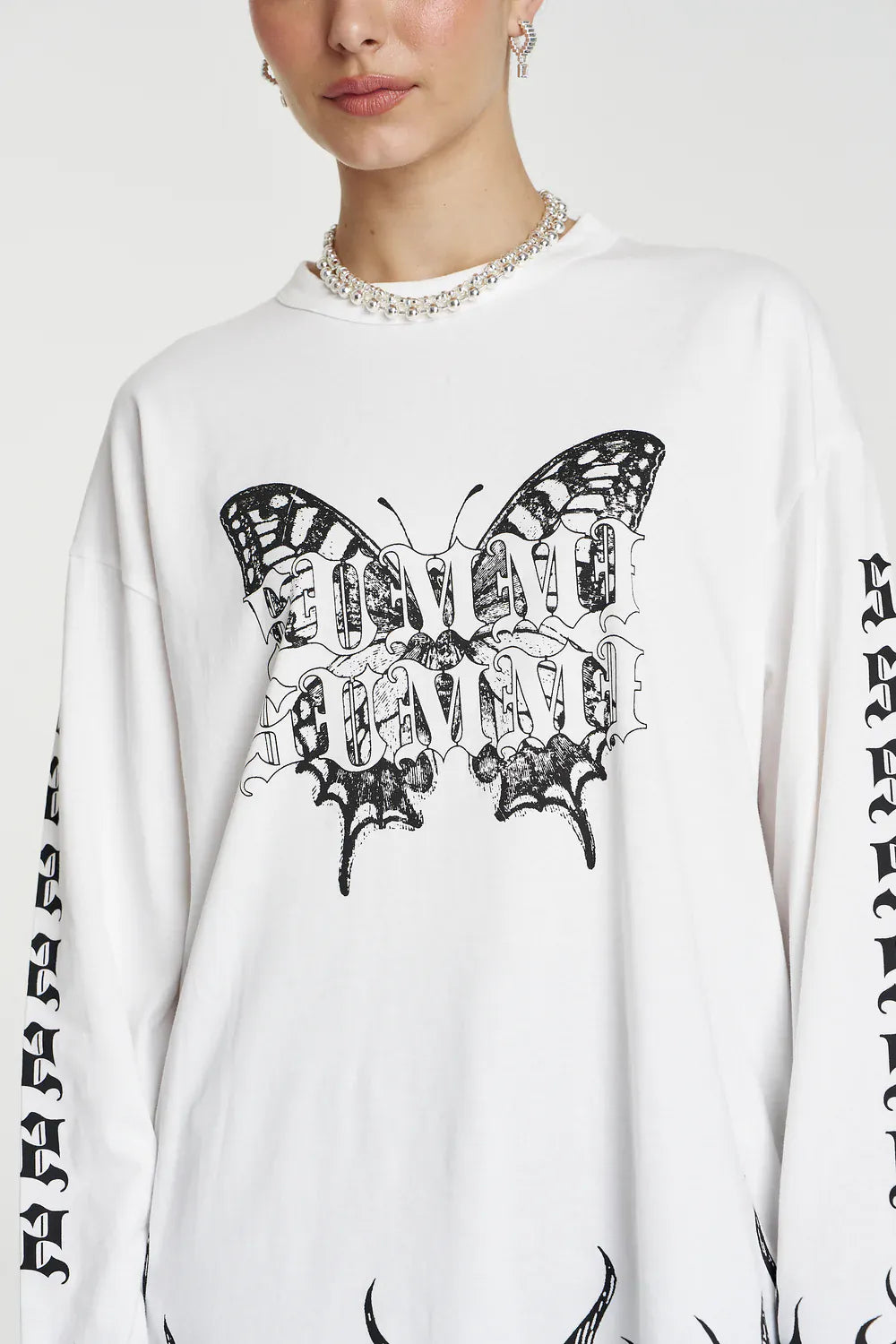 Summi Summi Tops - Long Sleeve Butterfly Flames LS Tee - Lily White