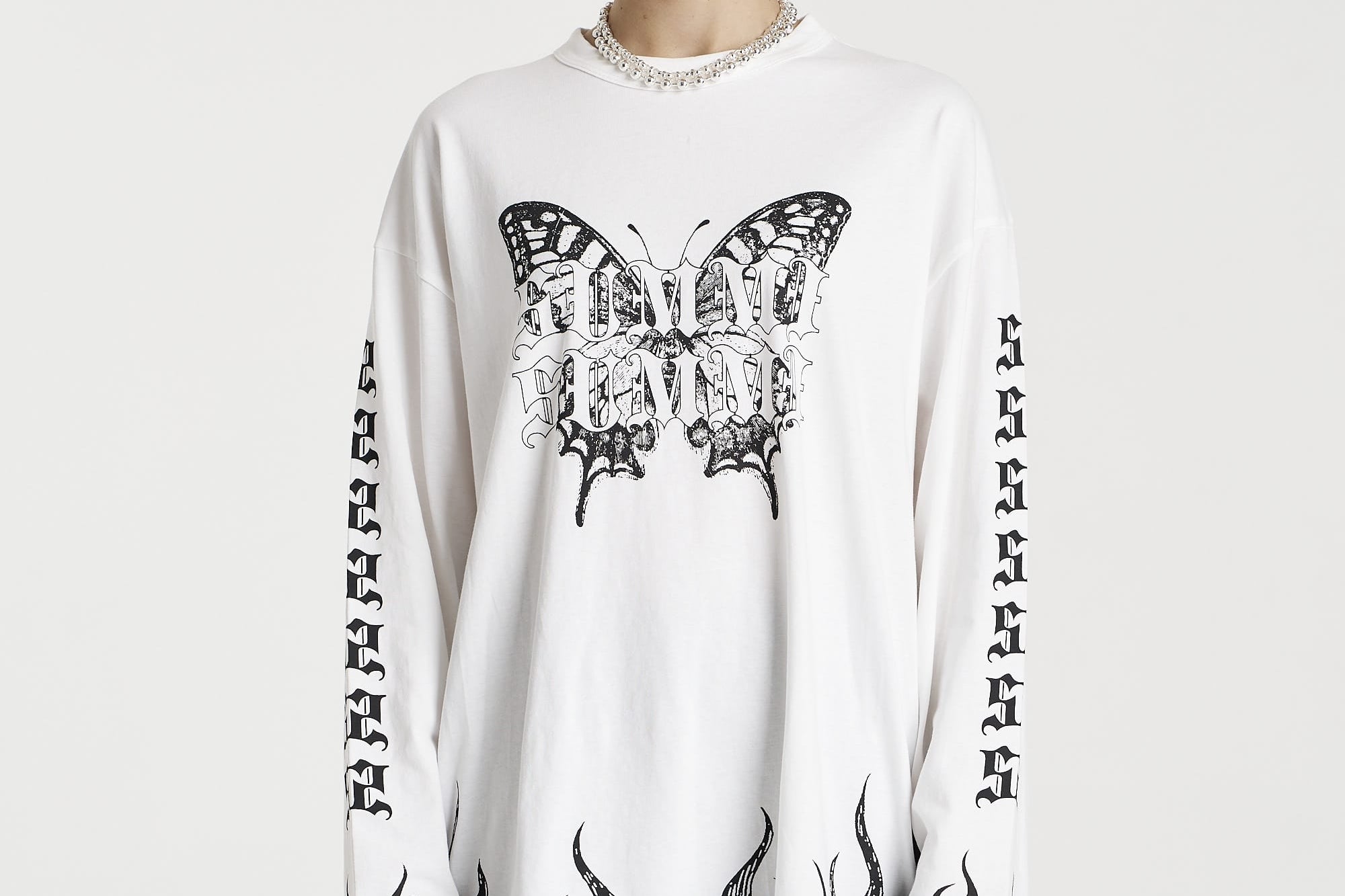 Summi Summi Tops - Long Sleeve Butterfly Flames LS Tee - Lily White