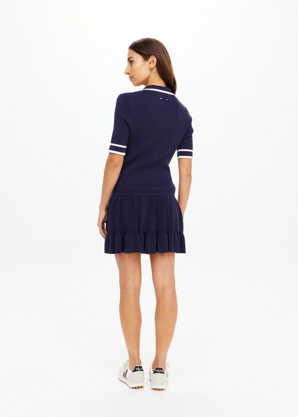 The Upside Dresses - Knit Plume Knit Collared Dress - Navy