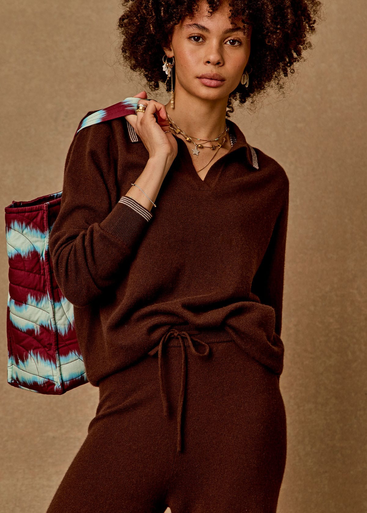 The Upside Knits Coco Luna Cashmere Knit Top - Chocolate
