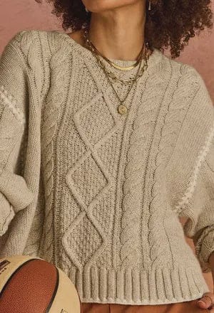 The Upside Knits Xanthe Crew Neck Knit Sweater - Cream