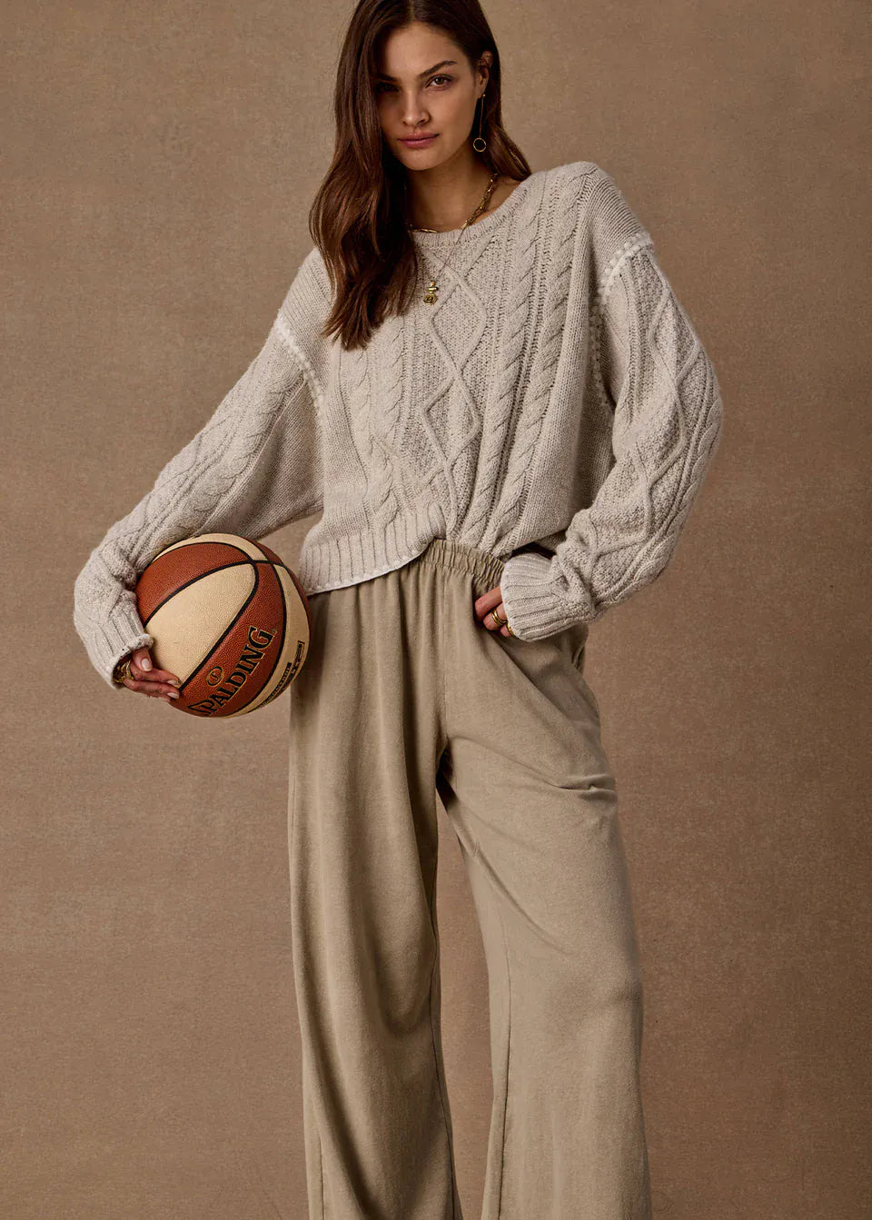 The Upside Knits Xanthe Crew Neck Knit Sweater - Cream