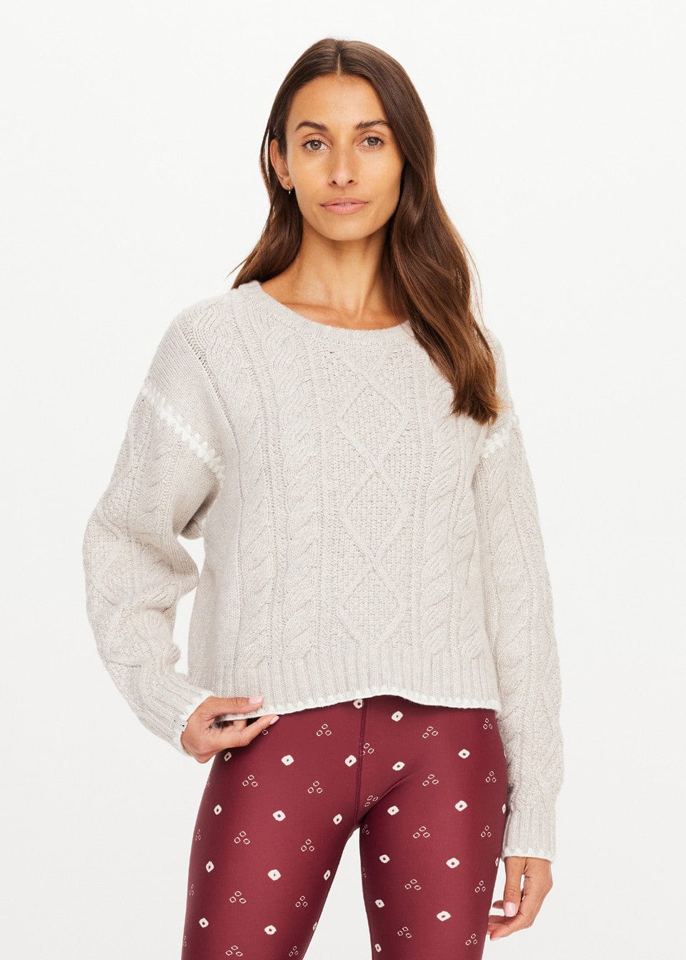 The Upside Knits Xanthe Crew Neck Knit Sweater - Cream