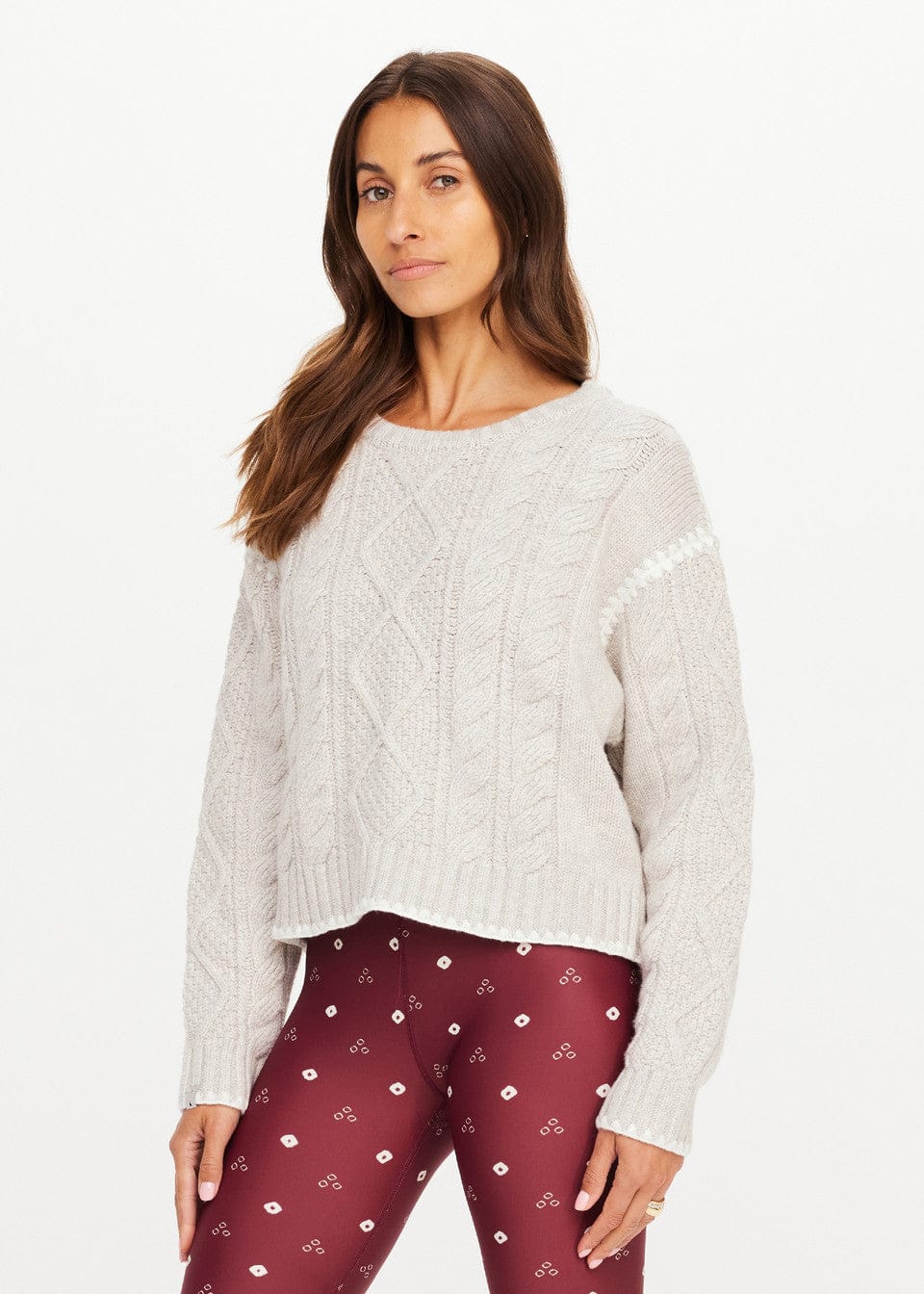 The Upside Knits Xanthe Crew Neck Knit Sweater - Cream