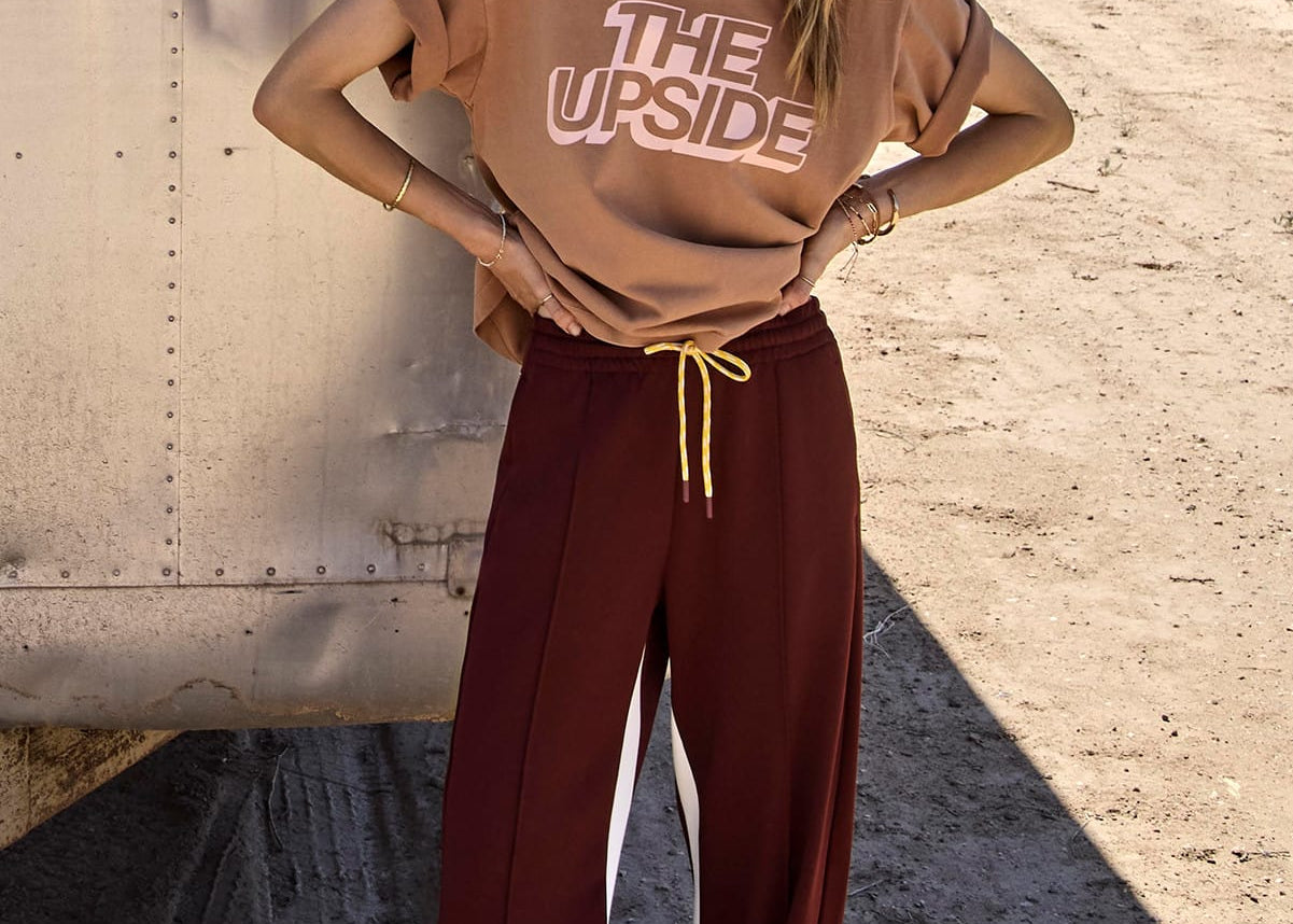 The Upside Pants - Casual Marnie Panelled Wide Leg Pant - Maroon