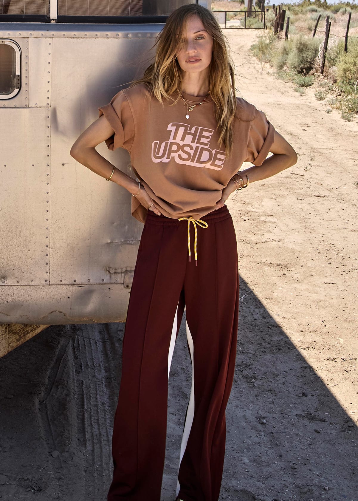 The Upside Pants - Casual Marnie Panelled Wide Leg Pant - Maroon