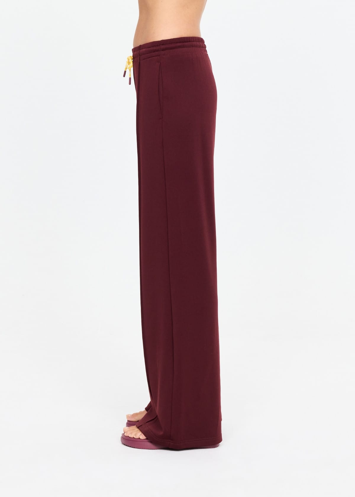 The Upside Pants - Casual Marnie Panelled Wide Leg Pant - Maroon