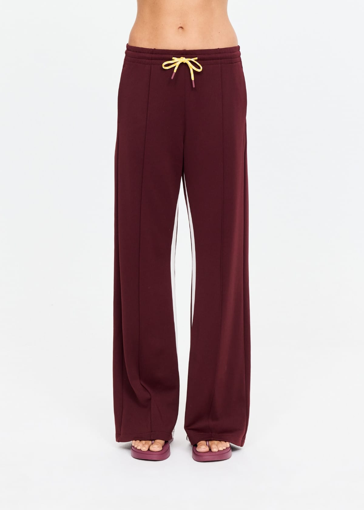 The Upside Pants - Casual Marnie Panelled Wide Leg Pant - Maroon