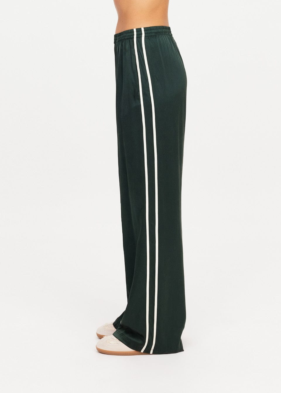 The Upside Pants - Casual Marnie Silk Wide Leg Pant- Jungle Green