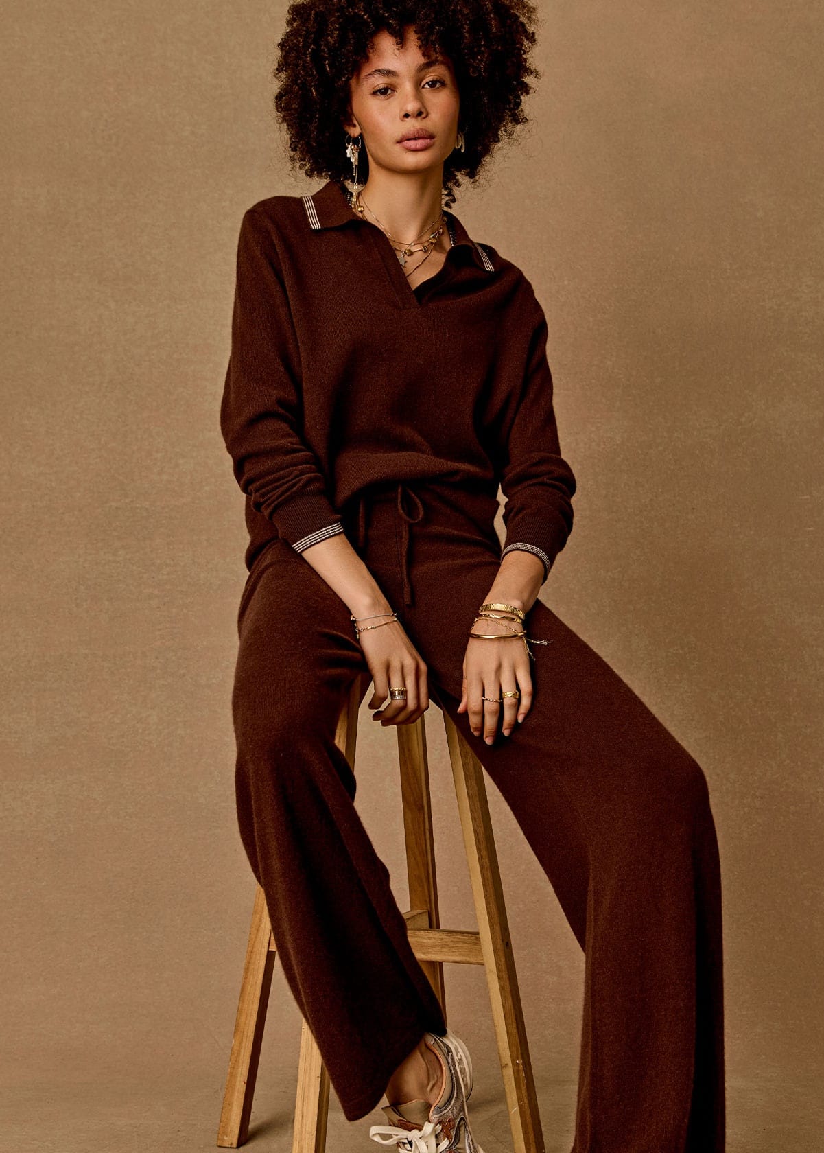 The Upside Pants Coco Amelie Cashmere Knit Pant - Chocolate