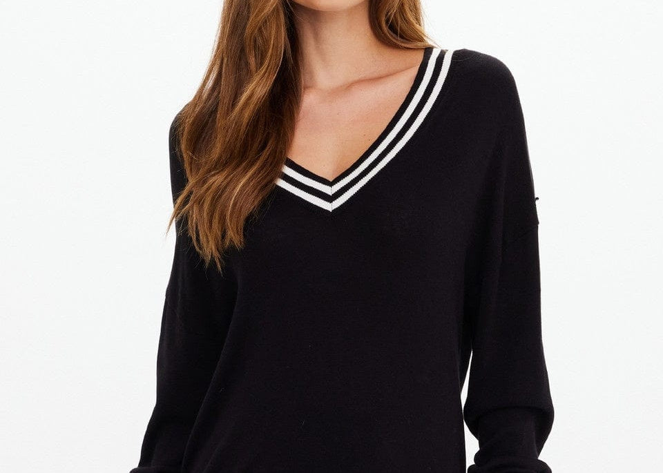 The Upside Sweaters The Upside | Duet V Neck Knit  Sweater - Black