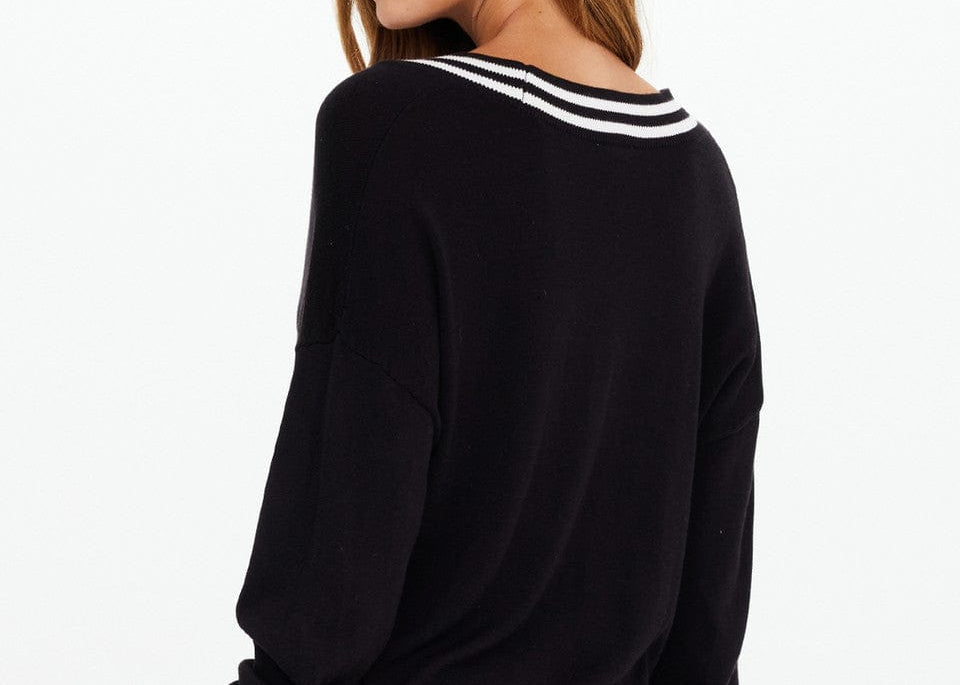 The Upside Sweaters The Upside | Duet V Neck Knit  Sweater - Black