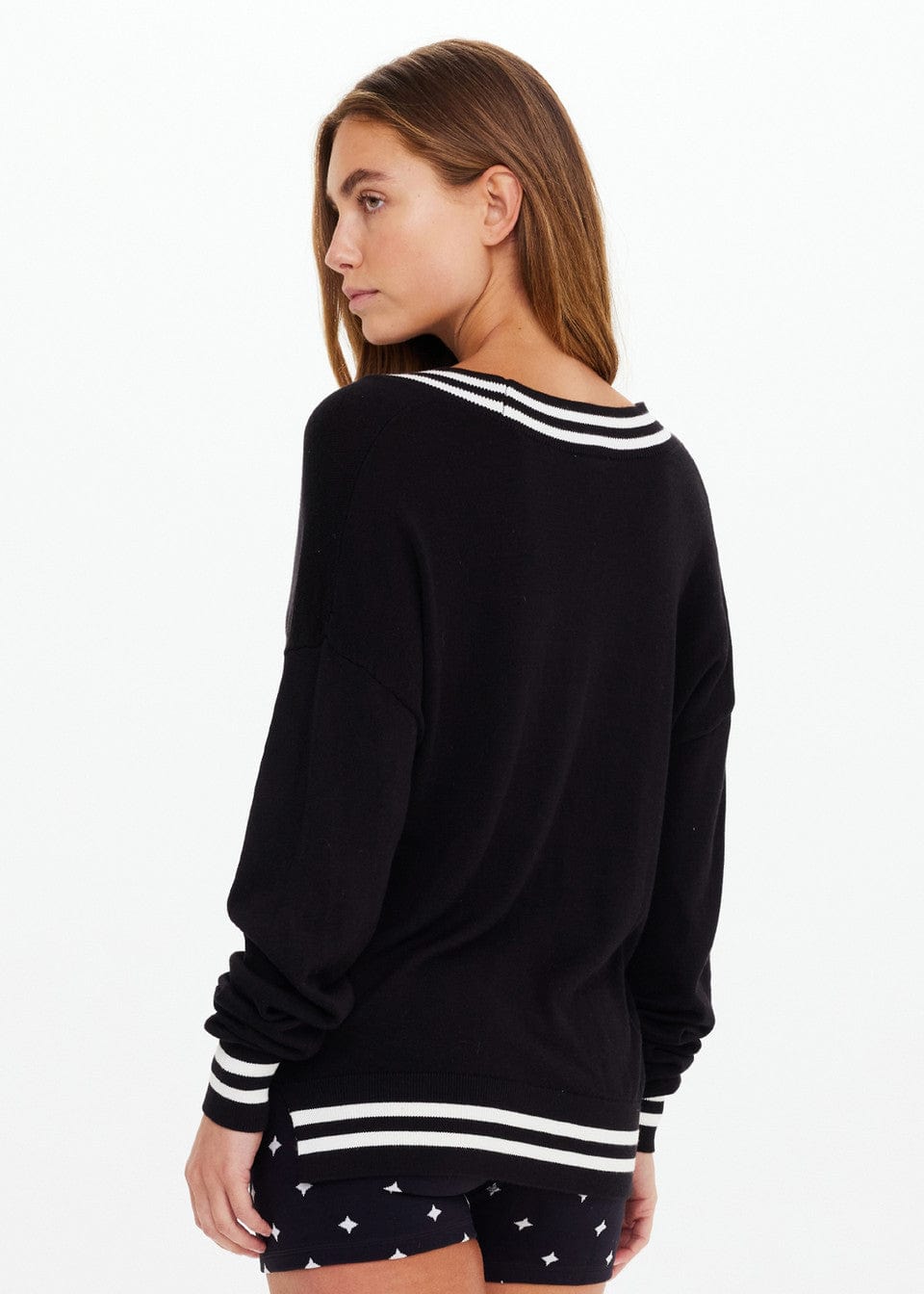 The Upside Sweaters The Upside | Duet V Neck Knit  Sweater - Black