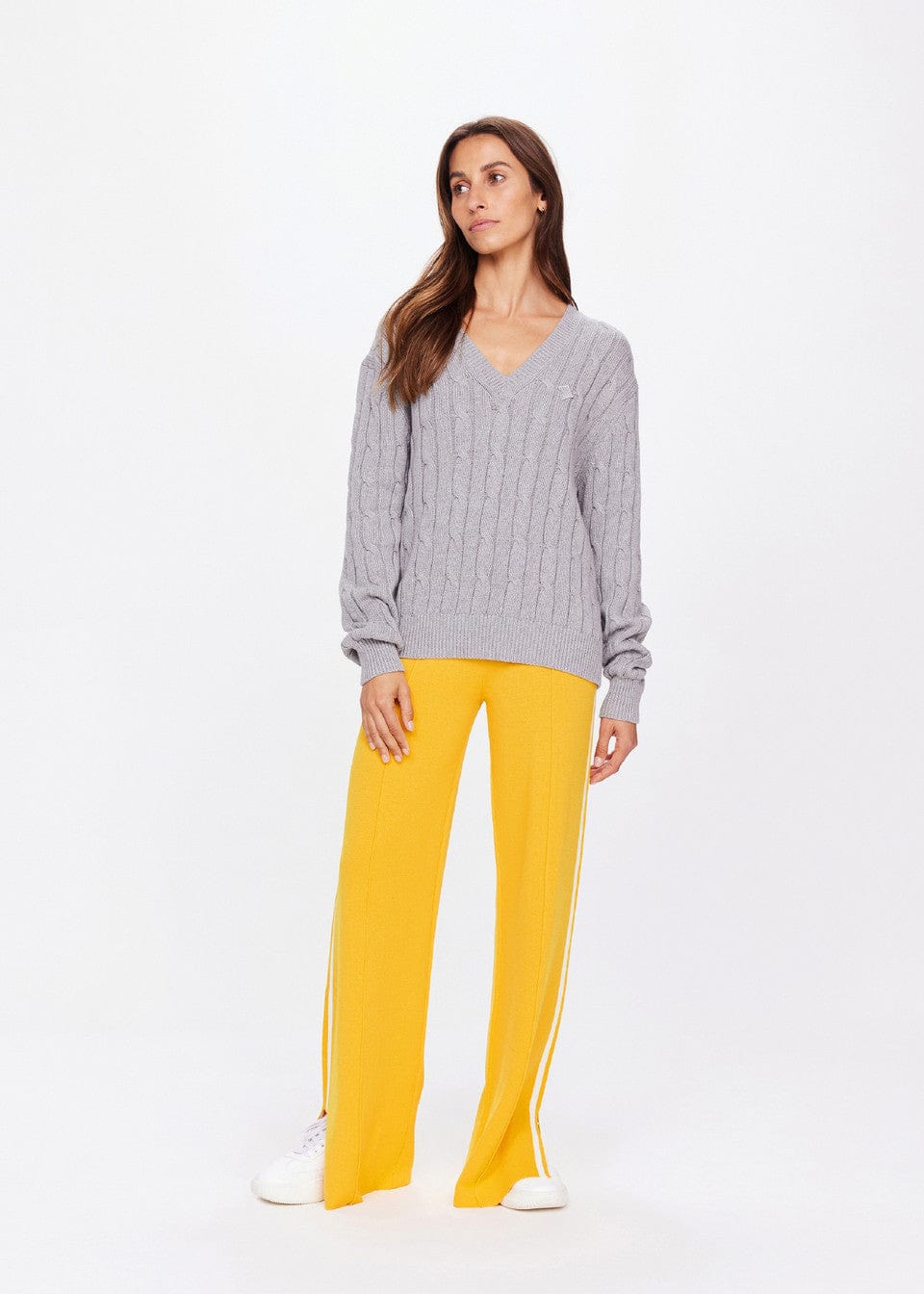 The Upside Sweaters The Upside | Seymour Cable Knit Sweater - Grey Marle