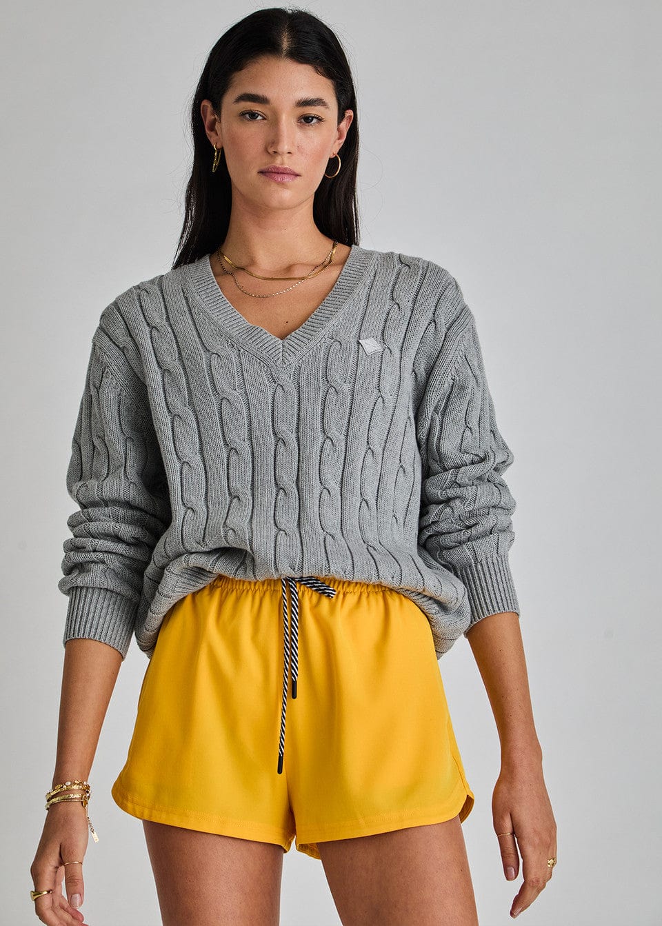 The Upside Sweaters The Upside | Seymour Cable Knit Sweater - Grey Marle