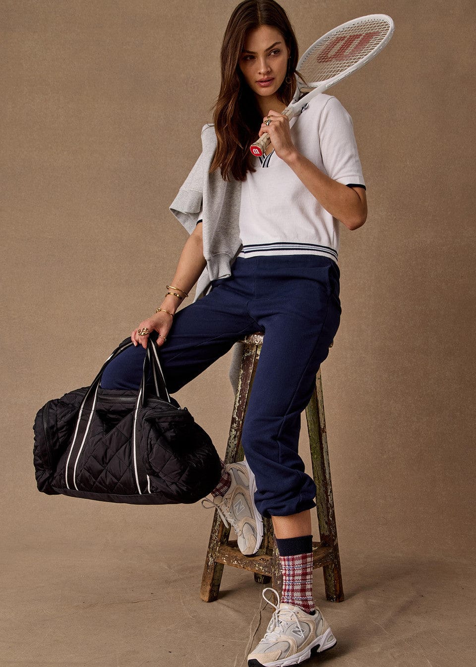 The Upside Tops Archie Collared Knit Polo - White