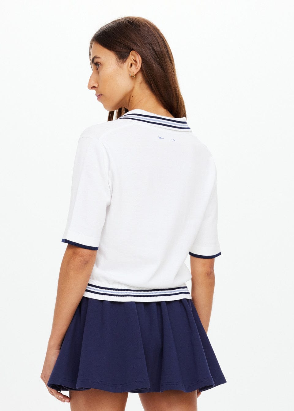 The Upside Tops Archie Collared Knit Polo - White