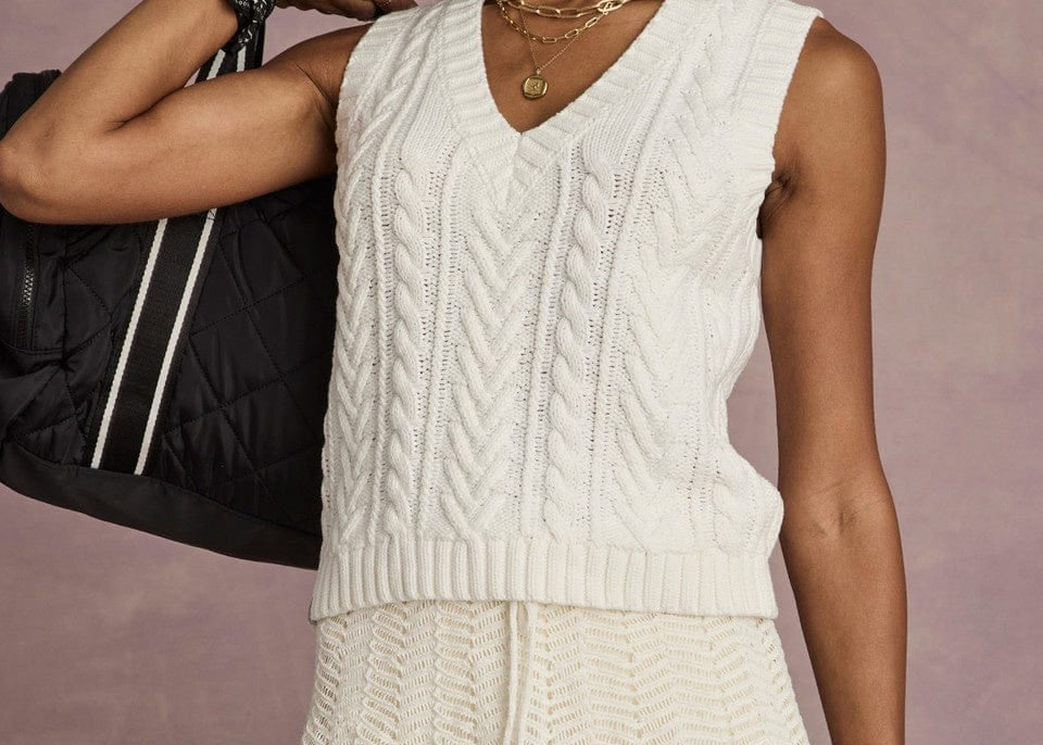 The Upside Tops Espada Hermina V Neck Vest - Creme