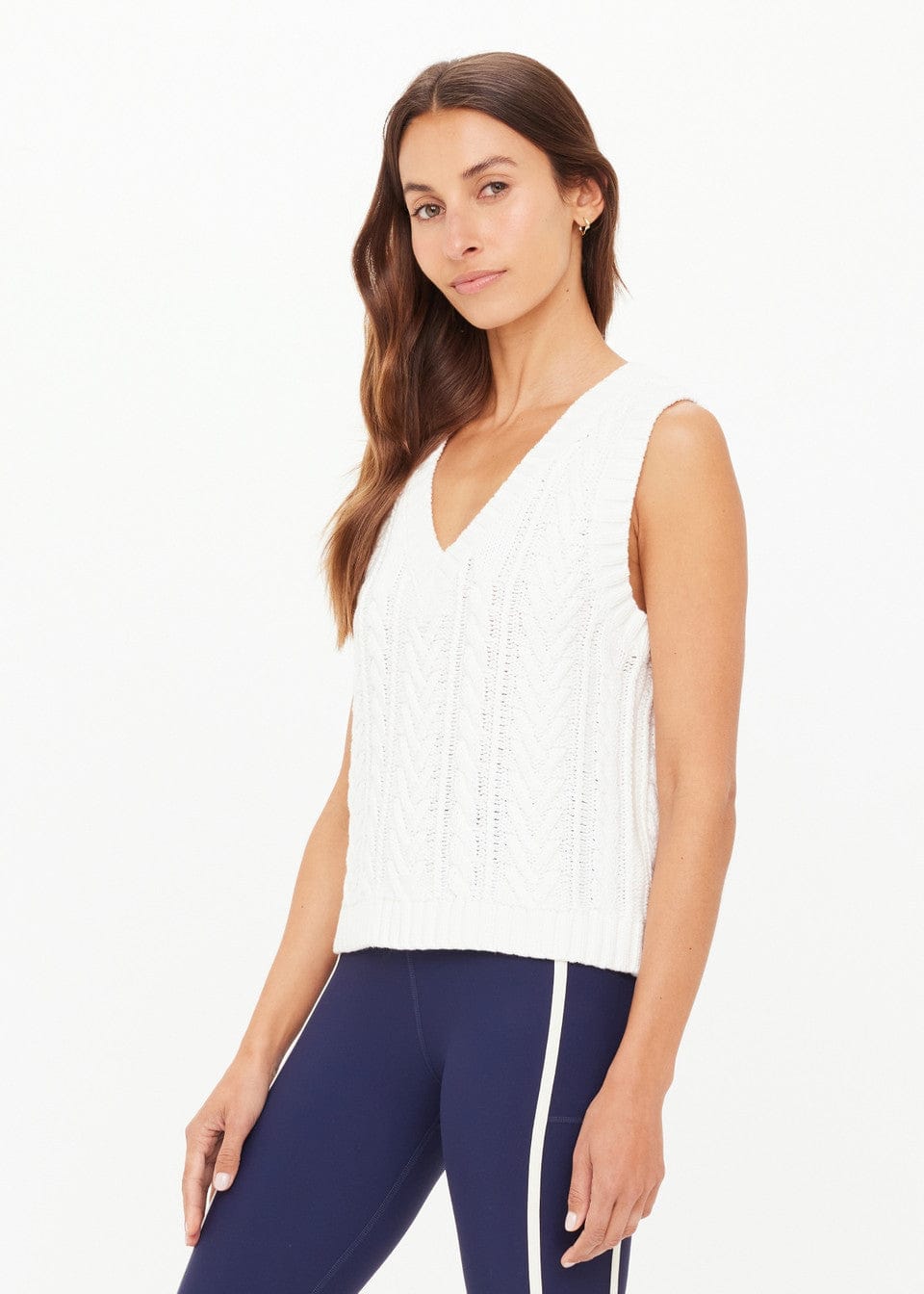 The Upside Tops Espada Hermina V Neck Vest - Creme