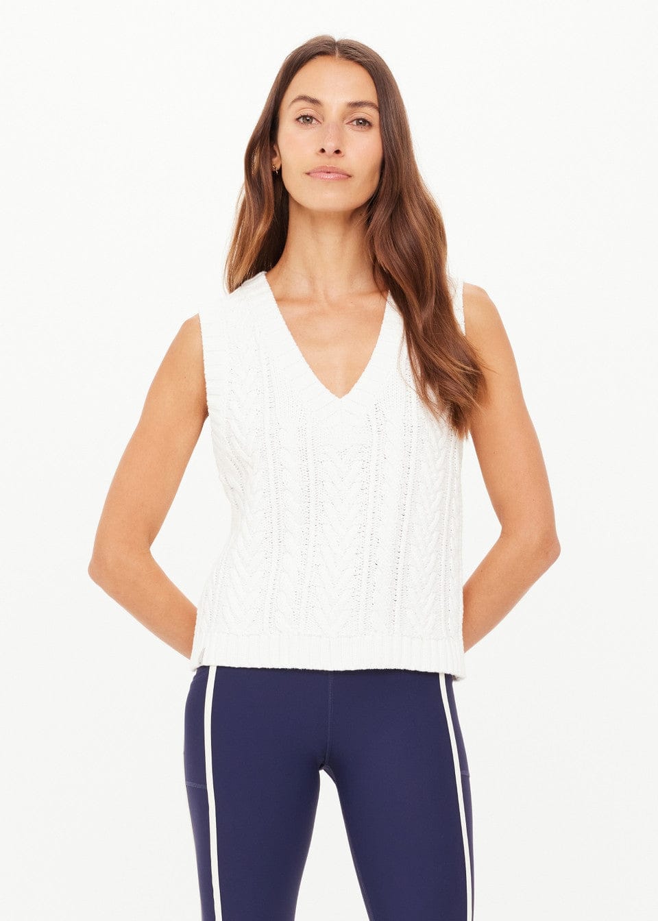 The Upside Tops Espada Hermina V Neck Vest - Creme