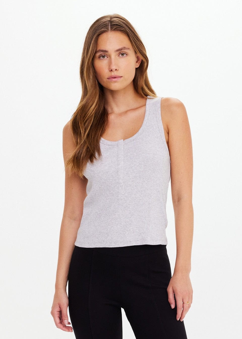 The Upside Tops - Tanks Sapna Rib Tank Top - Grey Marle