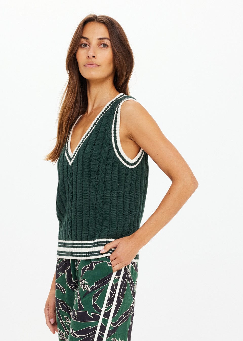 The Upside Vests Santafe Julia V Neck Vest - Jungle