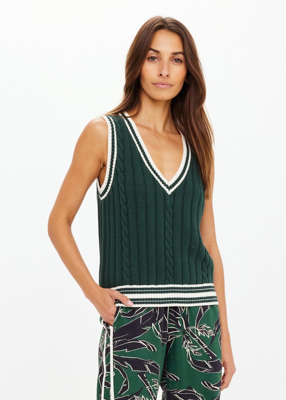 The Upside Vests Santafe Julia V Neck Vest - Jungle