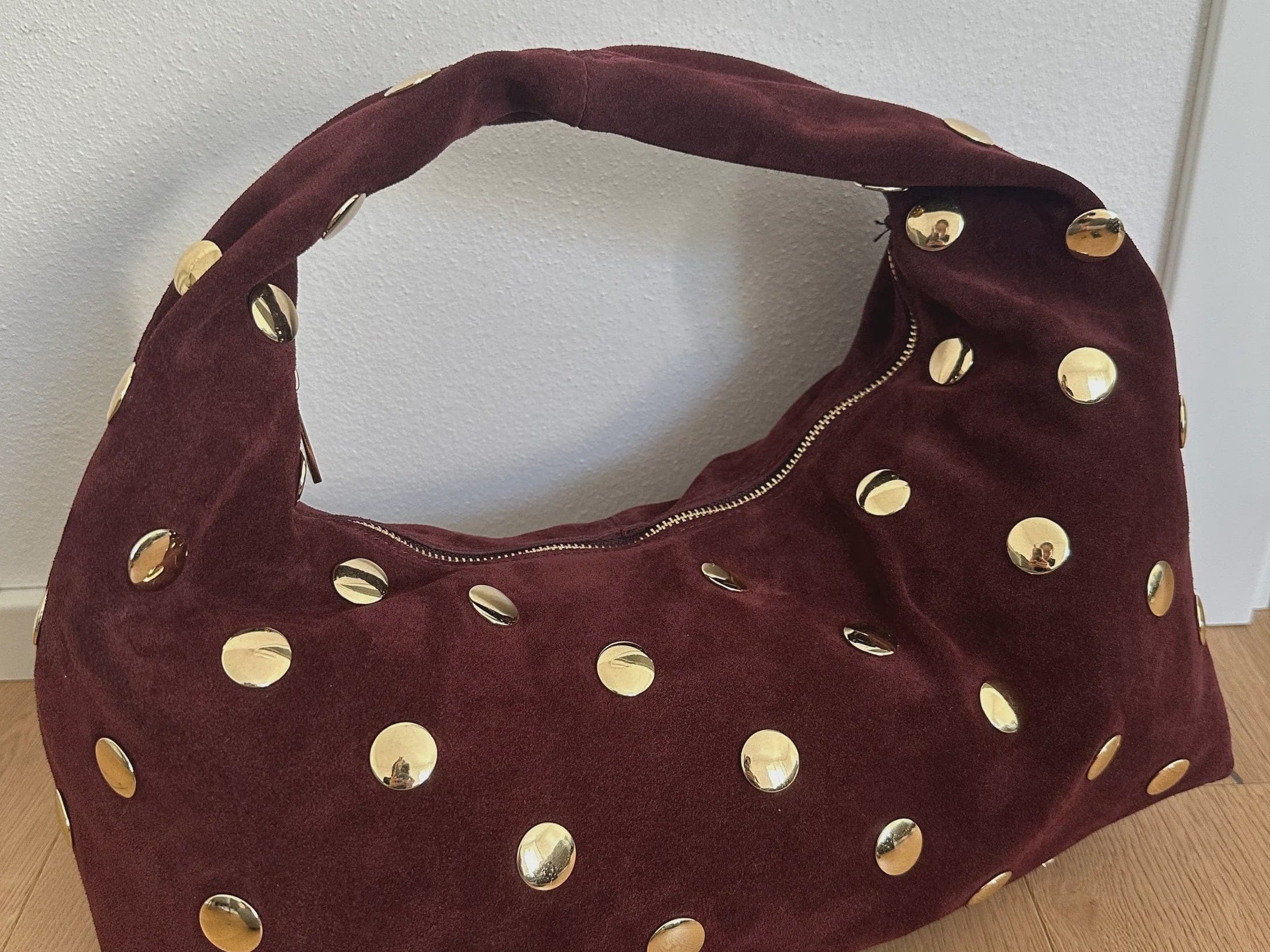 Zhade Handbags - Large Rachel Bag - Burgundy Suede