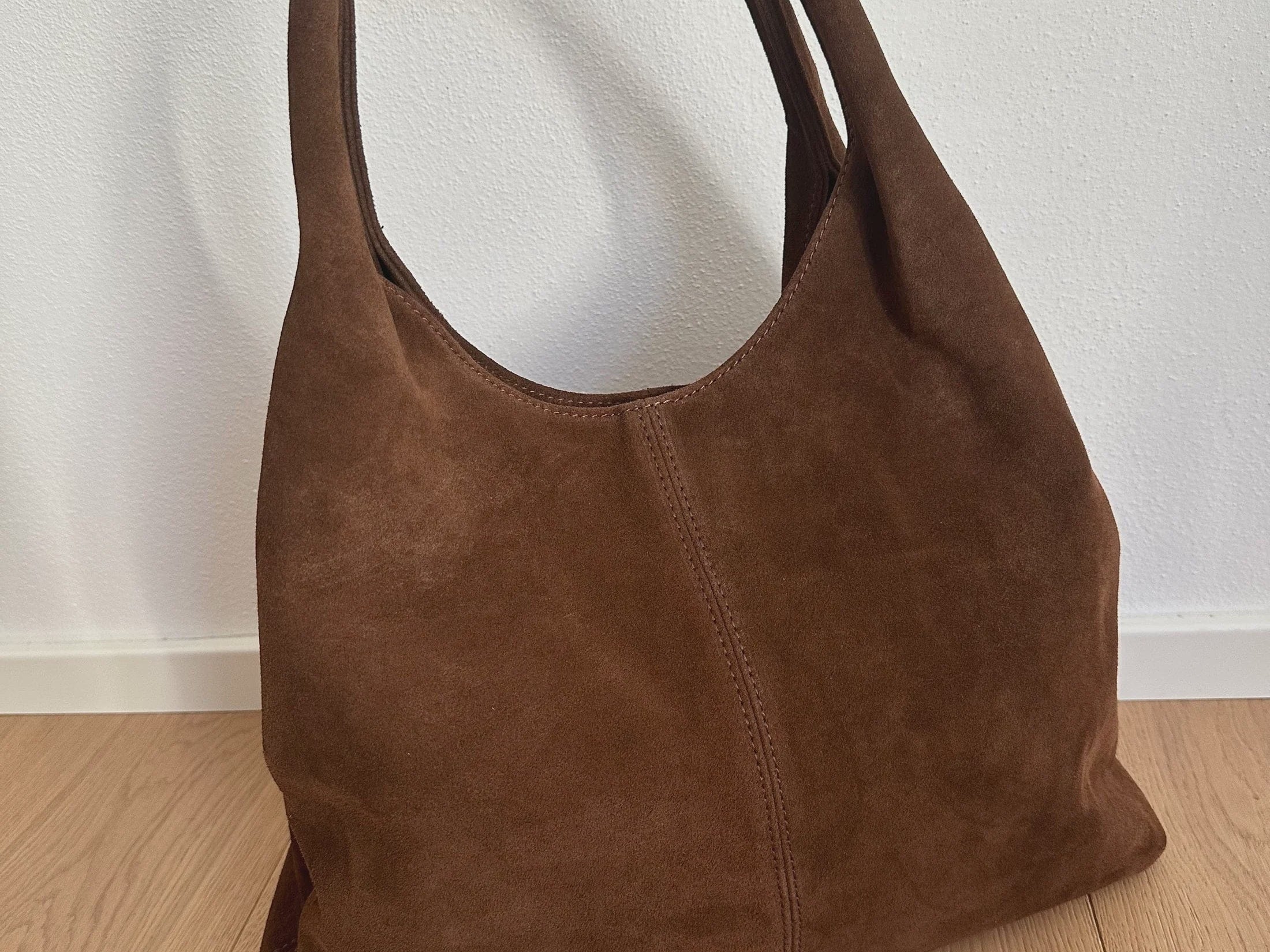 Zhade Handbags - Large Thea Bag - Brown Suede