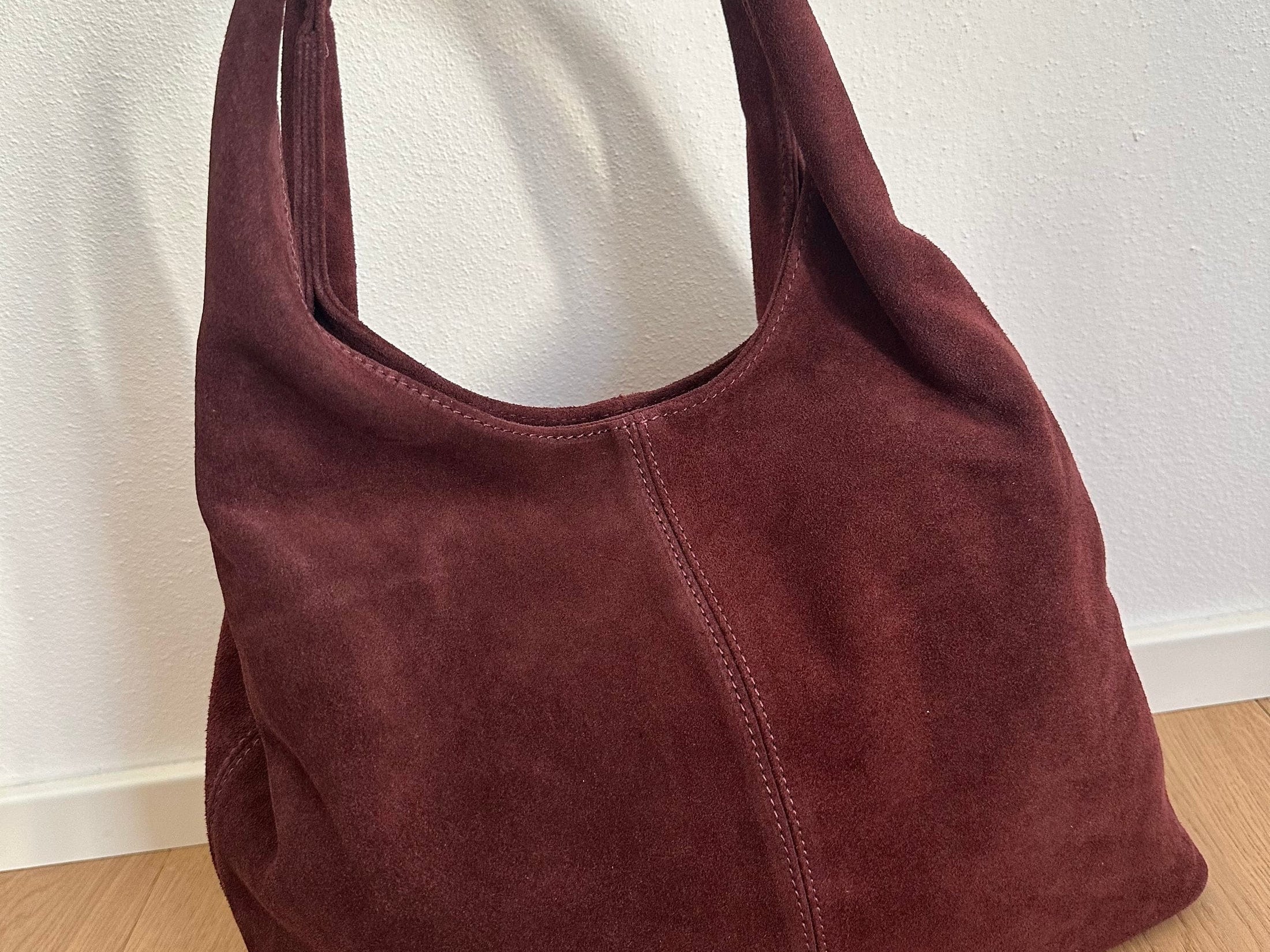 Zhade Handbags - Large Thea Bag - Burgundy Suede