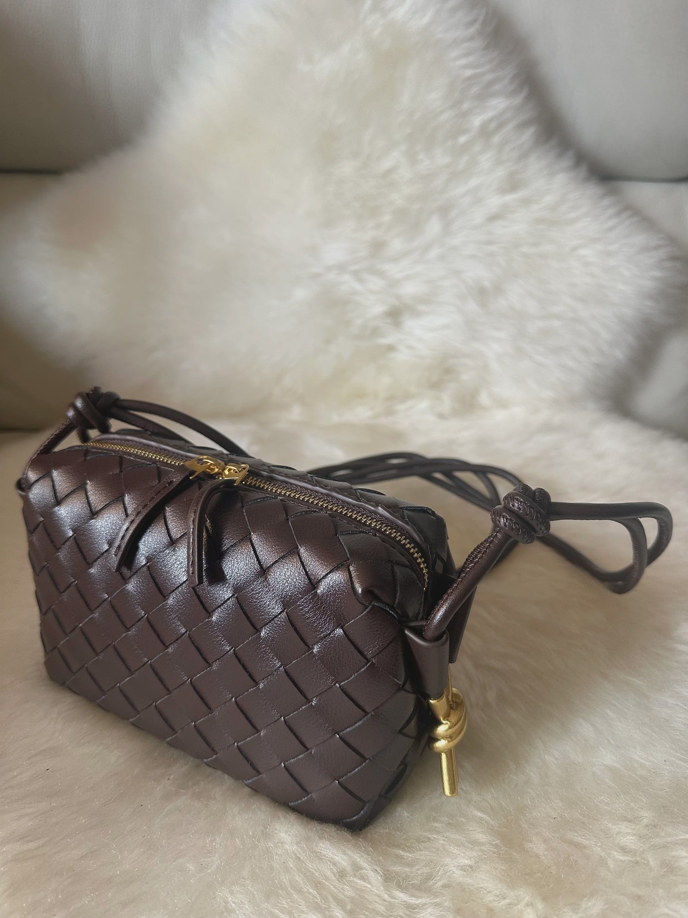 Zhade Handbags - Small Camera Bag - Dark Brown Leather