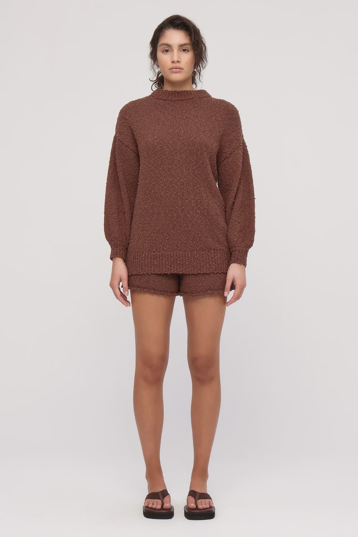Zulu & Zephyr Knits Boucle Knit Jumper - Carob