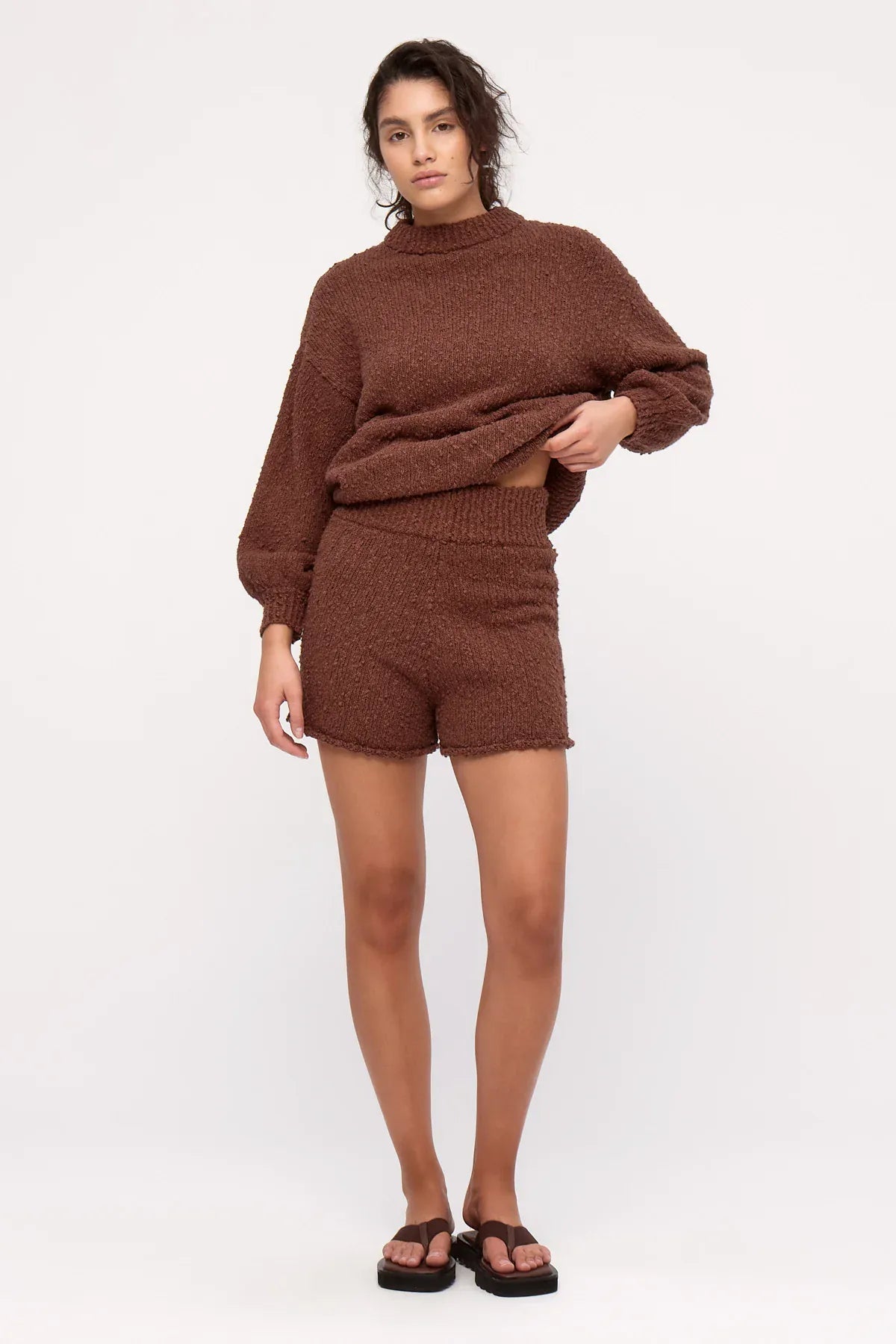 Zulu & Zephyr Knits Boucle Knit Jumper - Carob