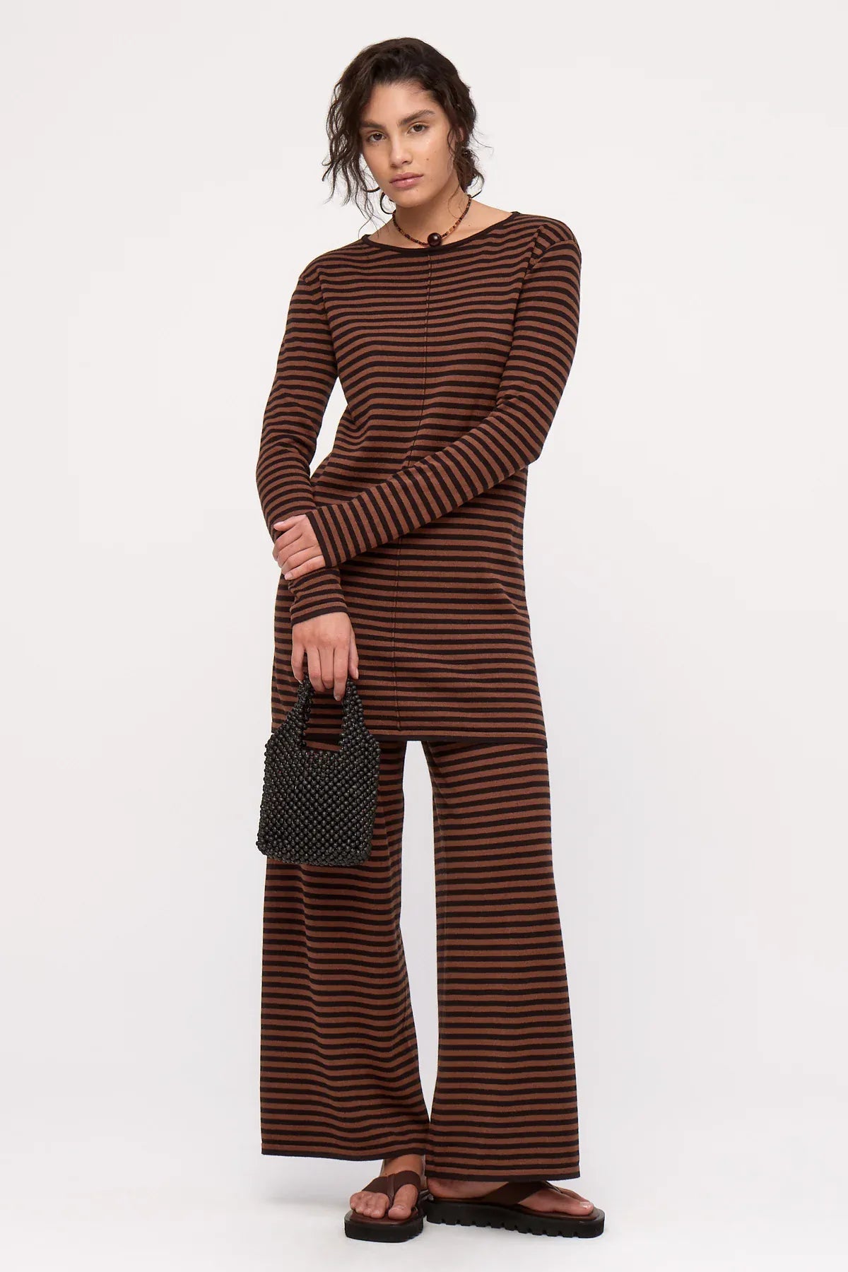Zulu & Zephyr Pants - Casual Knit Pant - Brown Stripe