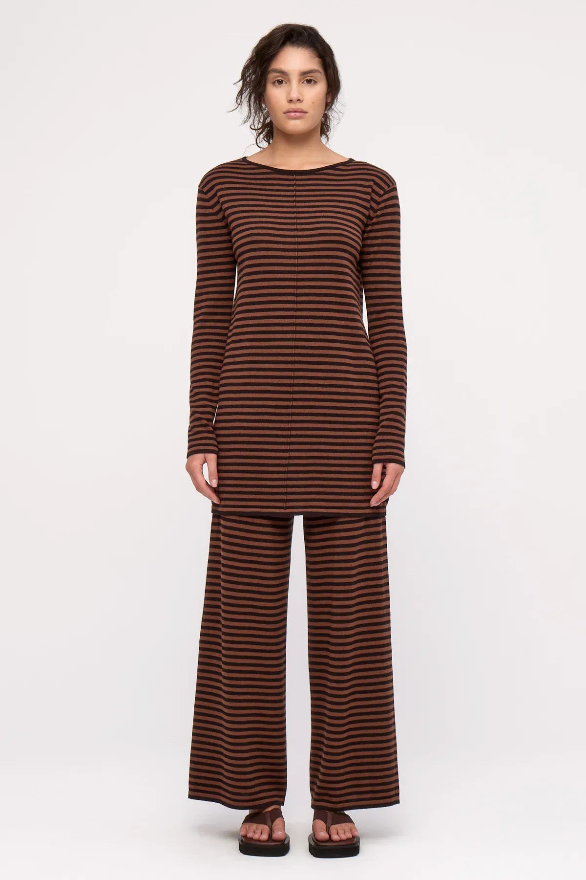Zulu & Zephyr Pants - Casual Knit Pant - Brown Stripe
